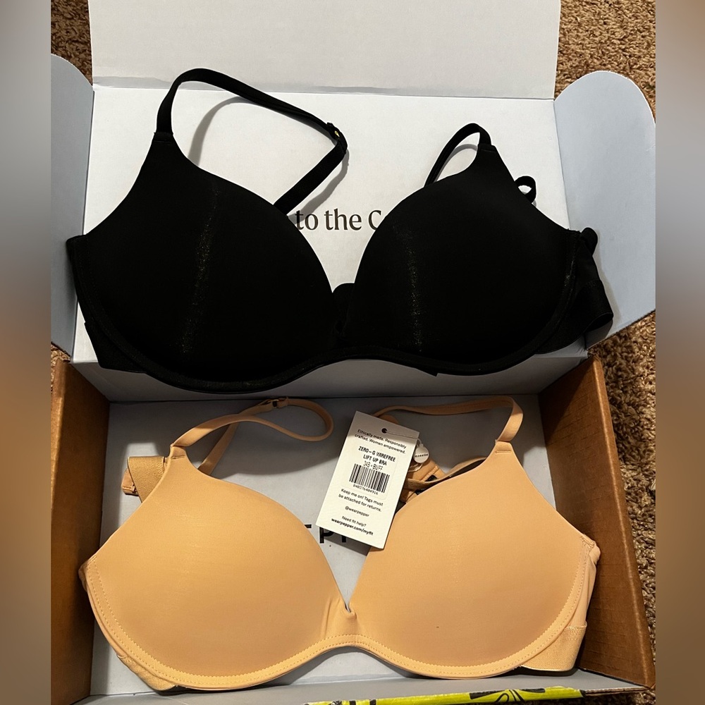 Pepper Zero-G Wirefree Lift Up Bras (2) 34b Buff and Black